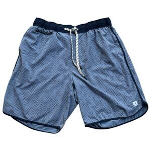 7 Diamonds Core Active Shorts Large Blue Abstract Print 8" Inseam Drawstring